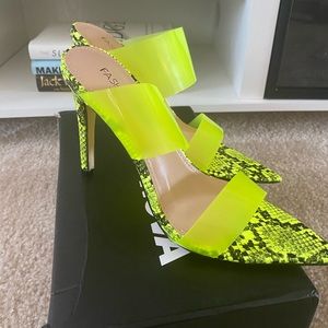 Neon yellow brand new Fashion Nova sandals